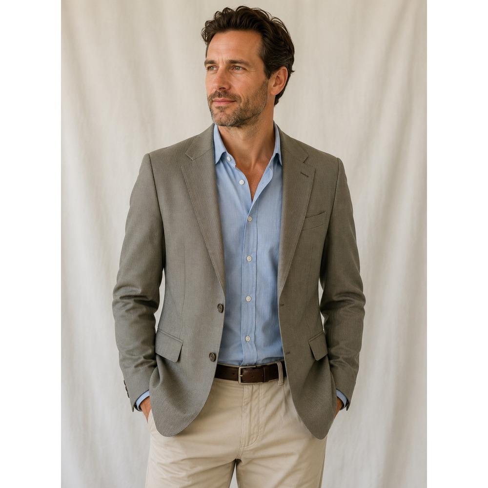 Metroclub Collection Mens Blazer 42S Taupe 3-Button Sport Coat Paris SBX3